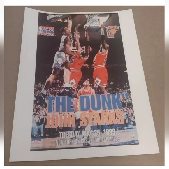 JOHN STARKS KNICKS DUNKS💥 ON JORDAN & THE BULLS 8.5x11 ULTRA GLOSSY NBA POSTER! - Picture 7 of 7